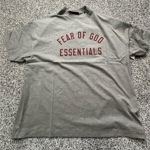 Fear of God Essentials T-Shirt- Heather Grey/Red - Size Small